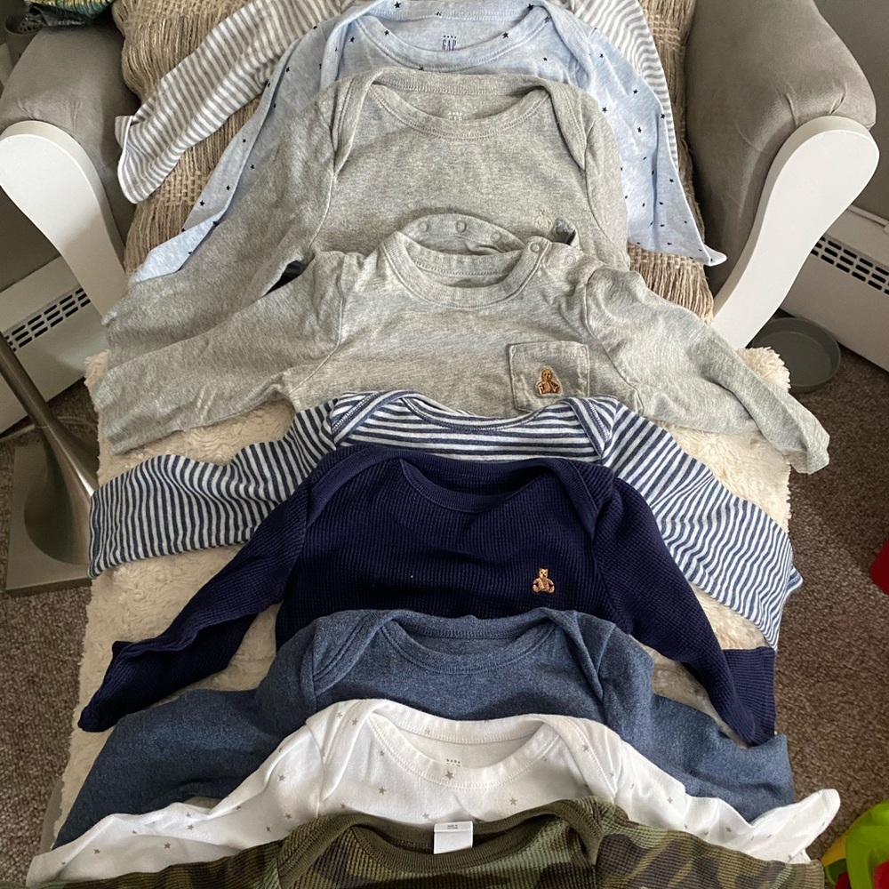 Lot of 9 Baby Gap Long Sleeve Onsies